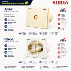 Surya Axial & Race Ventilation Fan | High Speed Exhaust Fan | Silent Operation | Powerful Air Delivery | Ivory