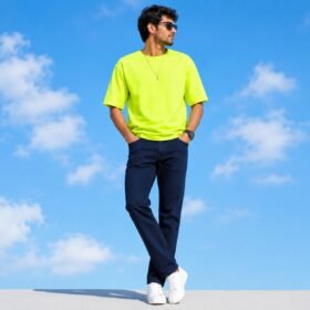 Passport Men’s Unique Blue Cotton Lycra Narrow Fit Pants