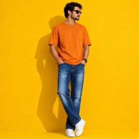 Truemen Men’s Blue Cotton Lycra Regular Fit Denim Pant