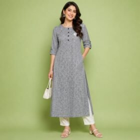 Women’s Grey Cotton Official Kurti