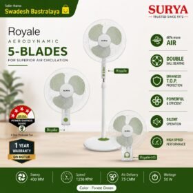 Surya Royale 5-Blade Aerodynamic Fan | Pedestal Fan | Wall Fan | Table Fan
