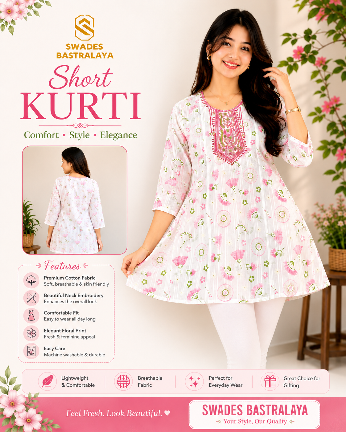 ChatGPT Image Jun 19, 2026, 12_08_25 PM Women Floral Print Short Kurti Soft Cotton Casual Wear