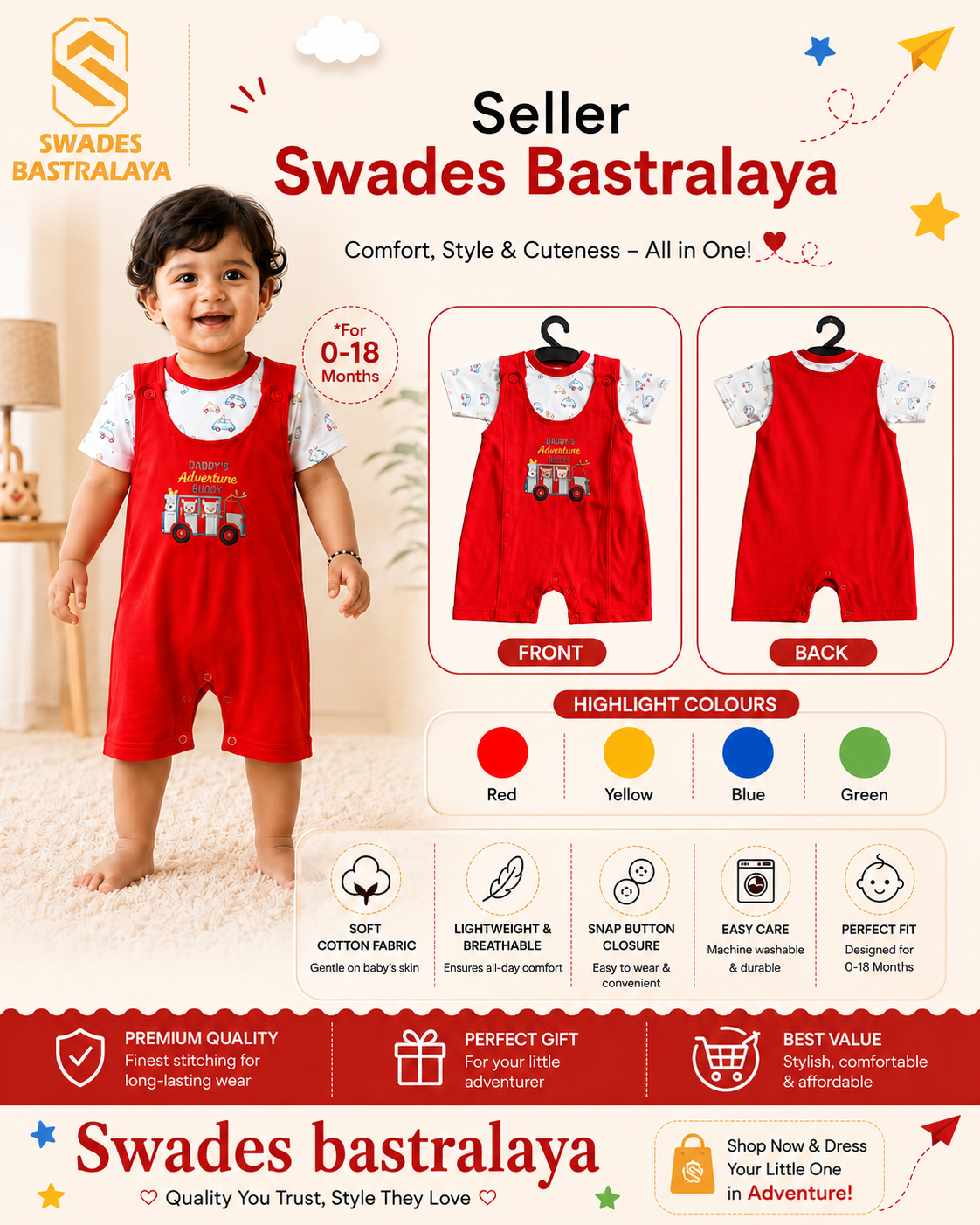 Breathable Baby Romper for Daily Wear and Playtime