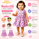 Girls Butterfly Print Summer Dress Premium Cotton Kids Party Wear by Swades Bastralaya