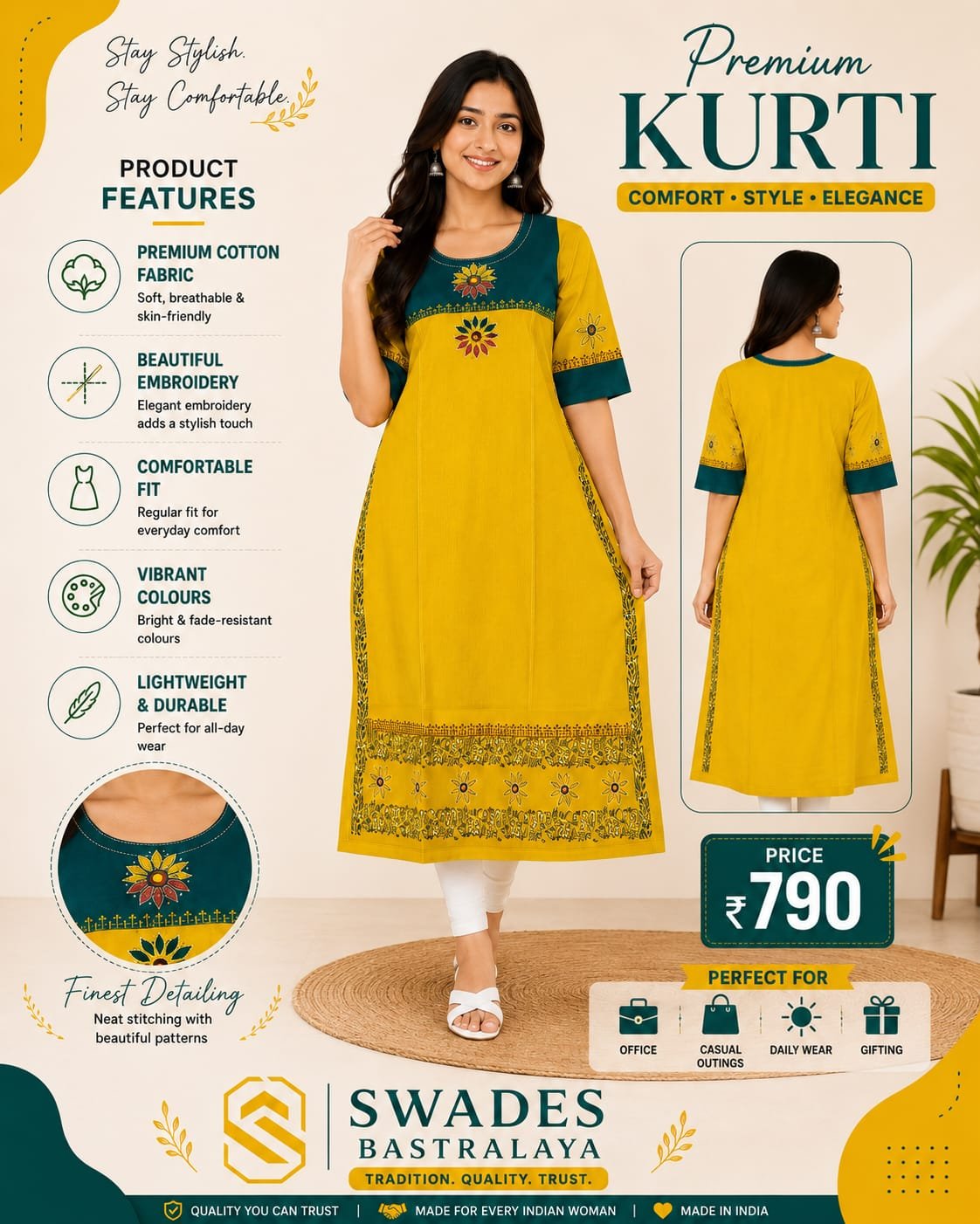WhatsApp Image 2026-06-14 at 12.44.06 (2) Mustard Yellow Ethnic Kurti