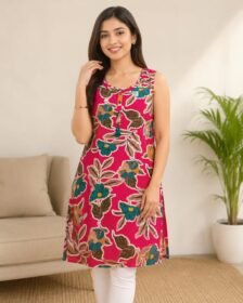 Floral Print Sleeveless Kurti