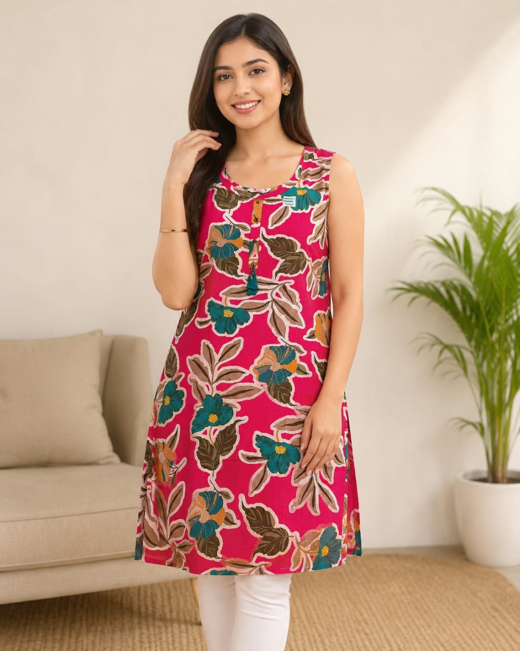 WhatsApp Image 2026-06-15 at 12.15.50 (1) Floral Print Sleeveless Kurti