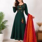WhatsApp Image 2026-06-18 at 10.46.37 (1) Bottle Green Embroidered Anarkali Suit for Women