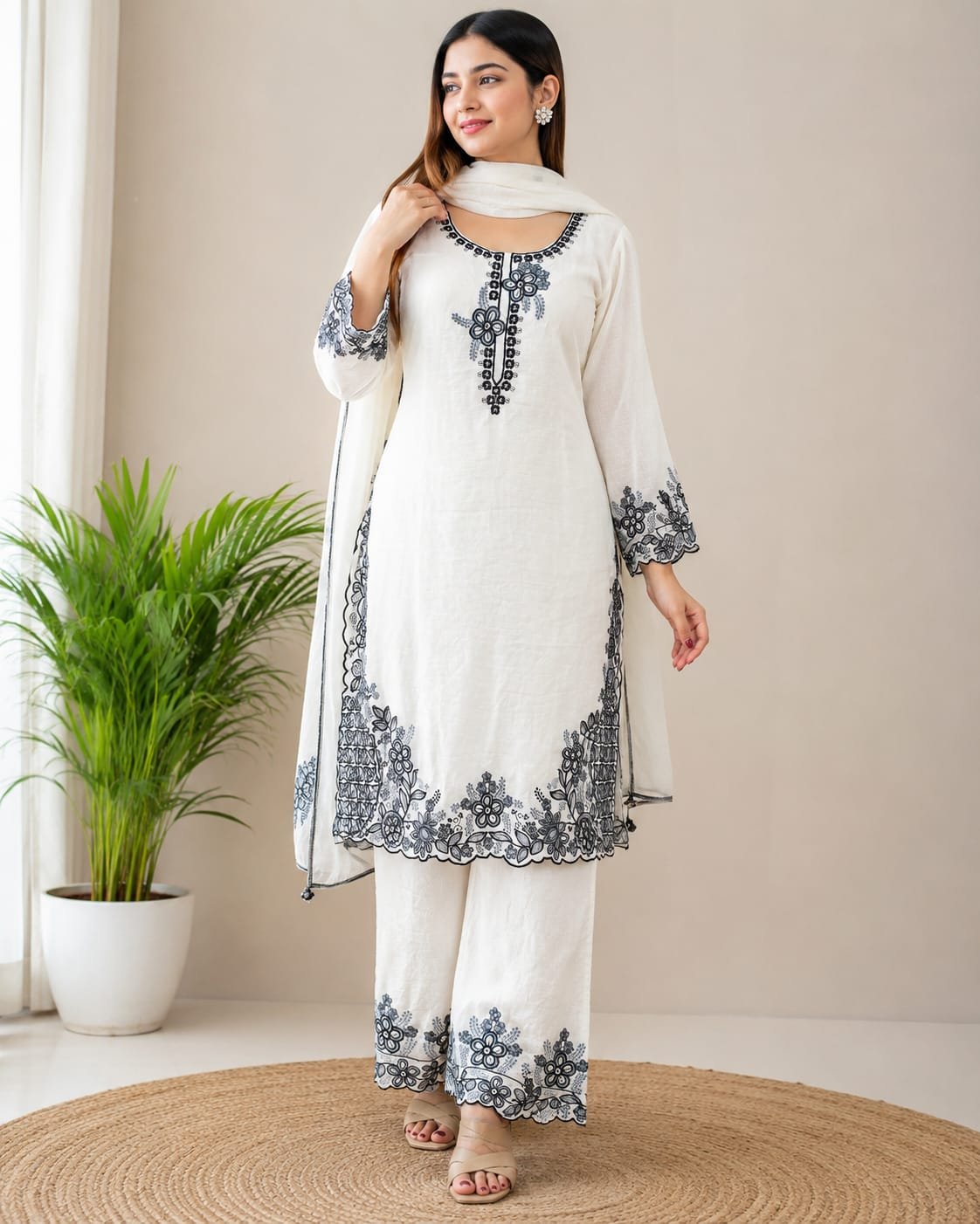 WhatsApp Image 2026-06-18 at 11.26.42 Off White Embroidered 3 Piece Ethnic Set for Women
