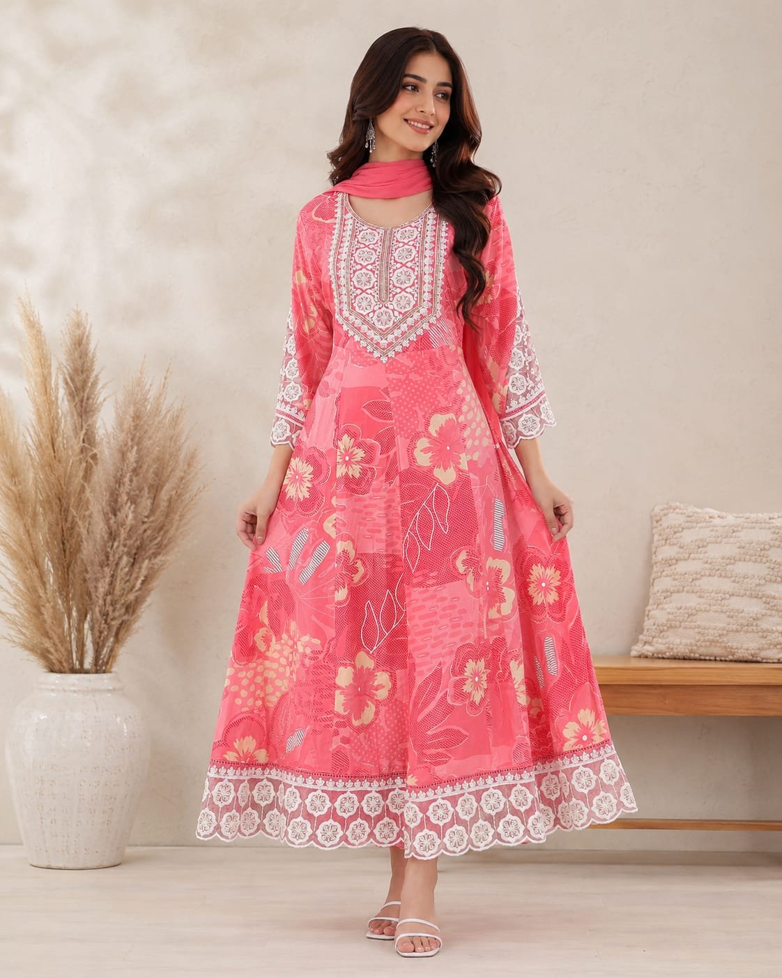 WhatsApp Image 2026-06-18 at 11.47.02 (1) Pink Floral Embroidered Anarkali Kurta Set for Women