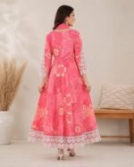 Pink Floral Anarkali Kurta Set
