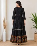 Full Length Black Embroidered Anarkali Gown for Women