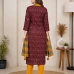 WhatsApp Image 2026-06-18 at 12.37.55 Maroon Ikat Print Kurta Set Back View