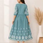 WhatsApp Image 2026-06-18 at 12.49.25 (1) Back View of Teal Embroidered Kurti Dress for Women with Elegant Embroidery Pattern