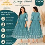 WhatsApp Image 2026-06-18 at 12.49.25 Teal Embroidered Kurti Dress Close Up Showing White Embroidery and Premium Fabric