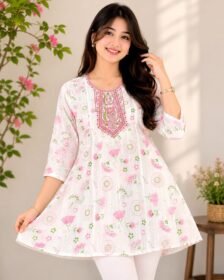 Women Short Kurti Cotton Floral Print Premium Daily Wear