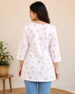 Premium Cotton Women Short Kurti with Floral Print Design