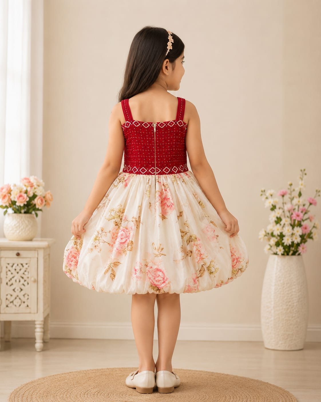 Girls Party Wear Dress Back Side View