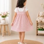 Girls Pinafore Dress Back View Soft Pink Comfortable Kids Wear