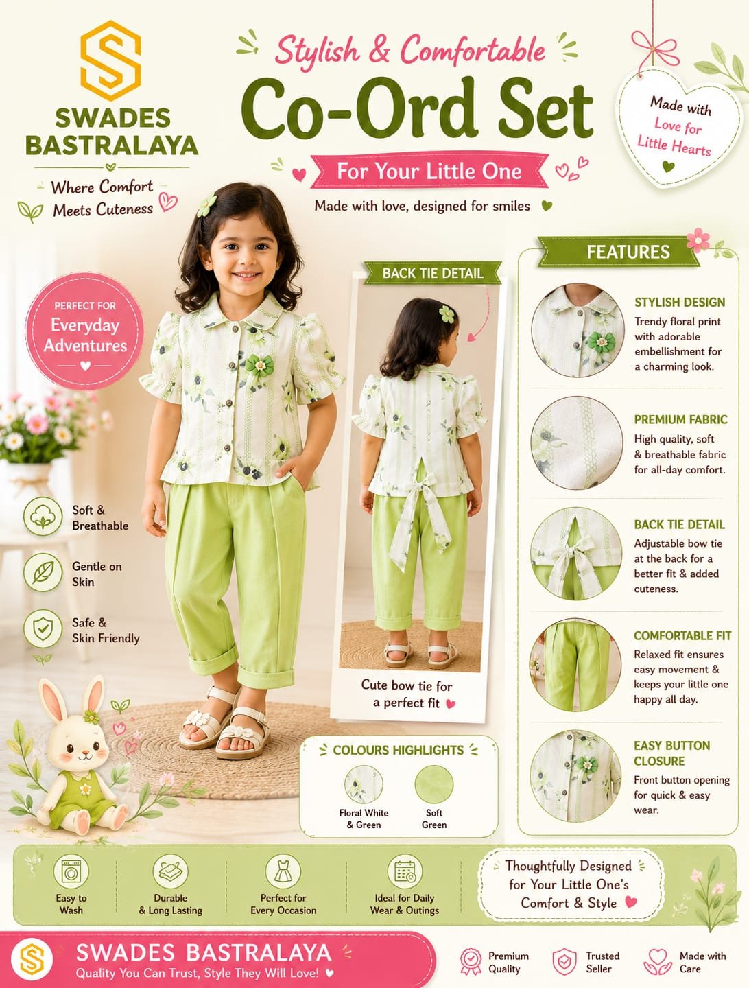 Kids Floral Co-Ord Set for Girls