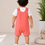 Soft Cotton Baby Dungaree Romper with Shoulder Button Closure for 6-24 Months