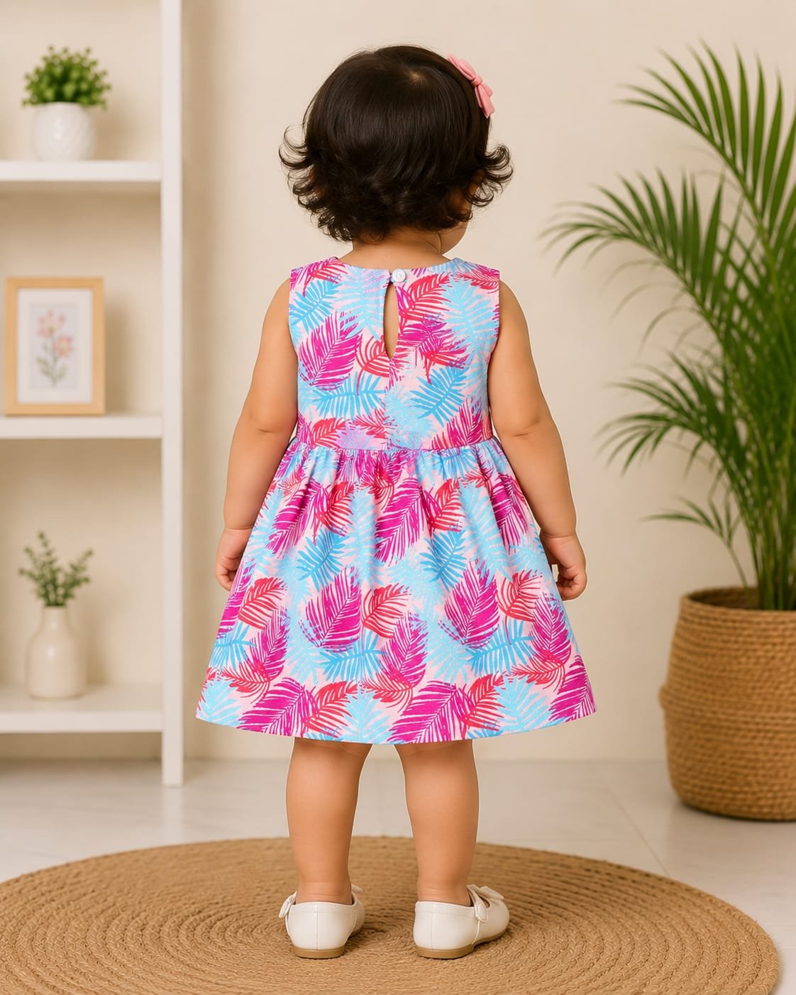 WhatsApp Image 2026-06-25 at 16.28.44 Cute Tropical Leaf Printed Cotton Dress for Baby Girls Lightweight Casual Wear
