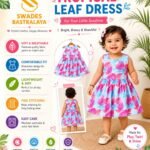 WhatsApp Image 2026-06-25 at 16.28.45 Girls Tropical Leaf Summer Dress Premium Cotton Kids Party Wear by Swades Bastralaya