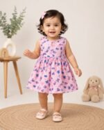 Premium Butterfly Print Baby Girl Dress Soft Cotton Sleeveless Summer Frock