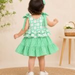 WhatsApp Image 2026-06-25 at 16.58.10 Cute Green Floral Cotton Dress with Adjustable Shoulder Tie for Baby Girls