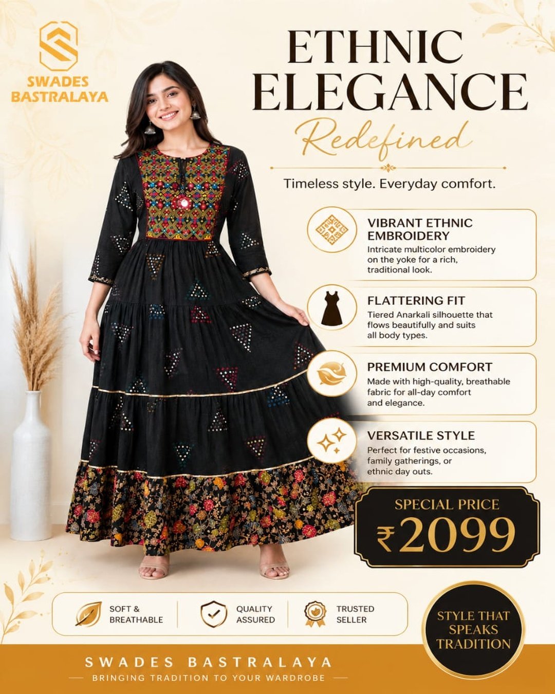 black_anarkali_1080x1350 Elegant Black Embroidered Anarkali Gown with Traditional Design