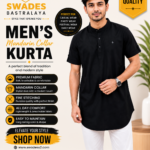 ChatGPT Image Jul 1, 2026, 11_05_44 AM Premium Men's Black Ethnic Kurta with Mandarin Collar Comfortable Regular Fit Half Sleeve