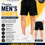 Men’s black comfort fit shorts with functional pockets for daily wear