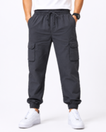 Men’s Charcoal Grey Cargo Jogger Pant Front View