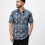 ChatGPT Image Jul 13, 2026, 10_28_57 AM Men’s Blue Grey Floral Printed Shirt Front View
