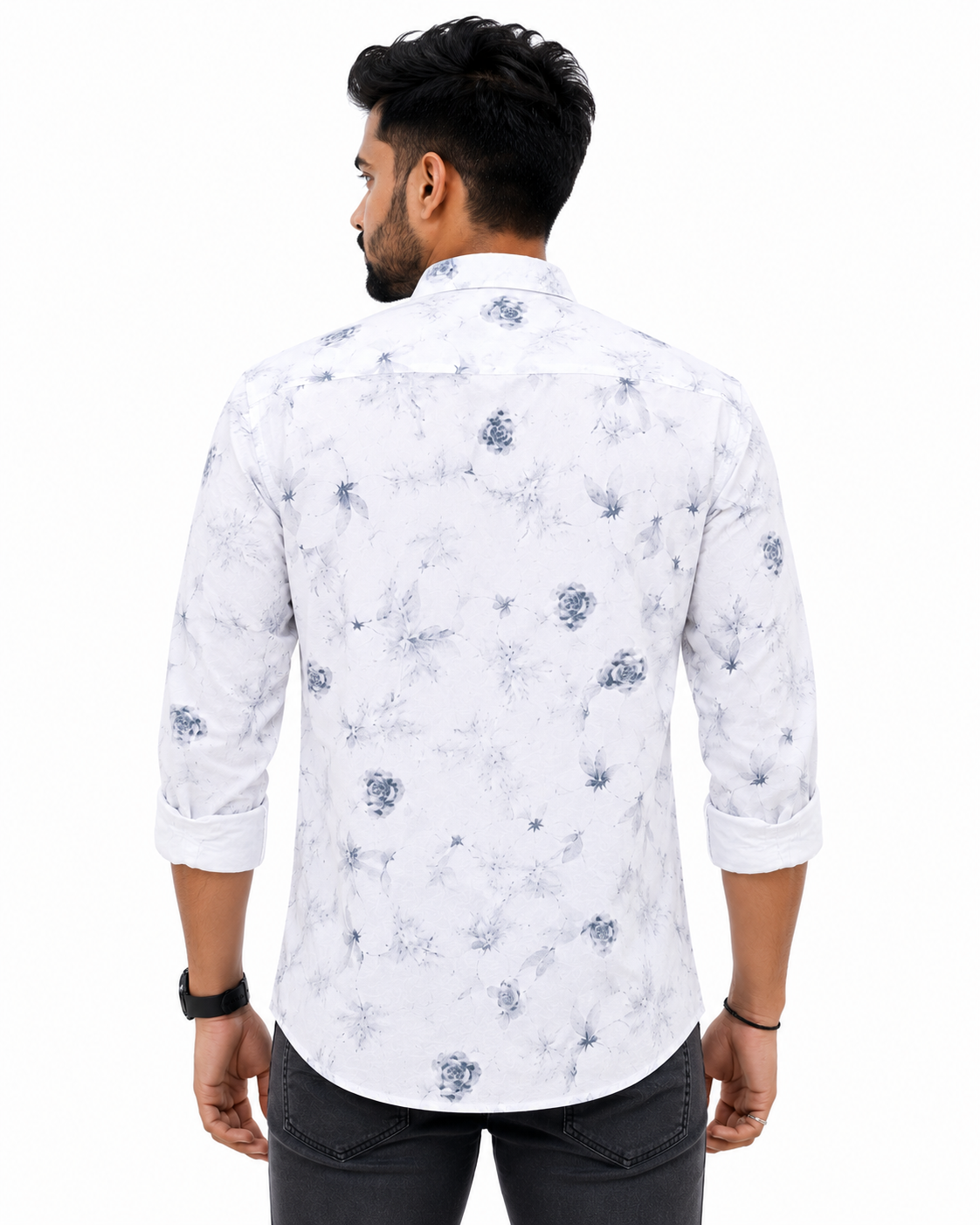 ChatGPT Image Jul 13, 2026, 11_27_55 AM Men’s White Floral Printed Full Sleeve Shirt Back View