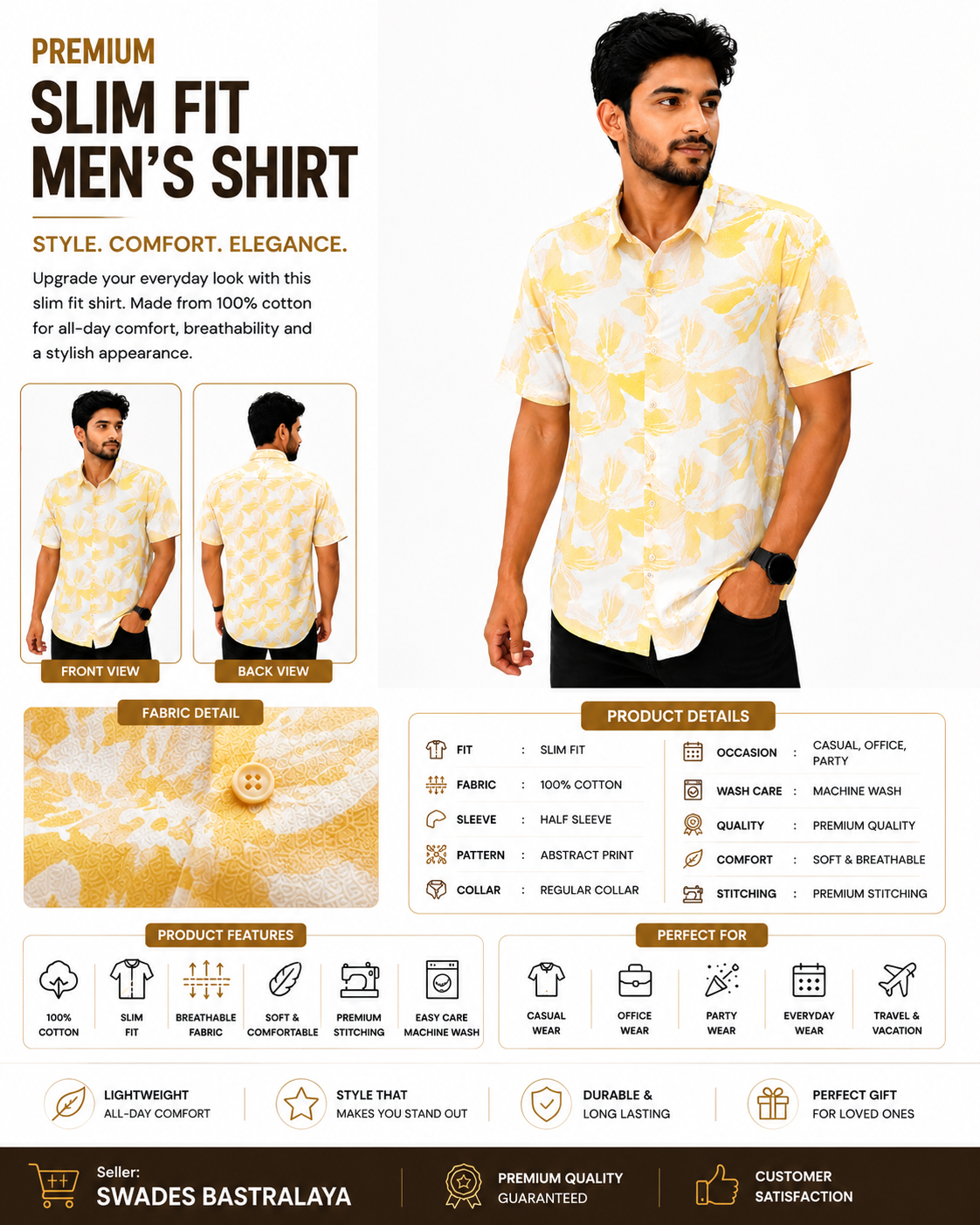 ChatGPT Image Jul 14, 2026, 02_27_52 PM Yellow Printed Cotton Shirt Fabric Close-up
