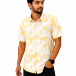 ChatGPT Image Jul 14, 2026, 02_29_46 PM Premium Yellow Printed Slim Fit Shirt Front View