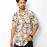 ChatGPT Image Jul 14, 2026, 12_33_17 PM Premium Brown Printed Slim Fit Shirt Front View