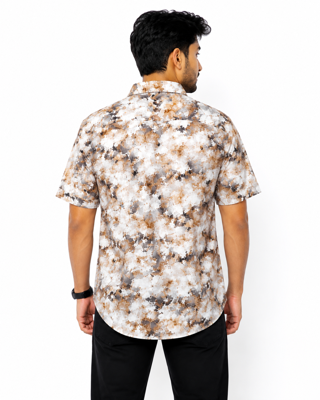 ChatGPT Image Jul 14, 2026, 12_38_17 PM Premium Brown Printed Slim Fit Shirt Back View
