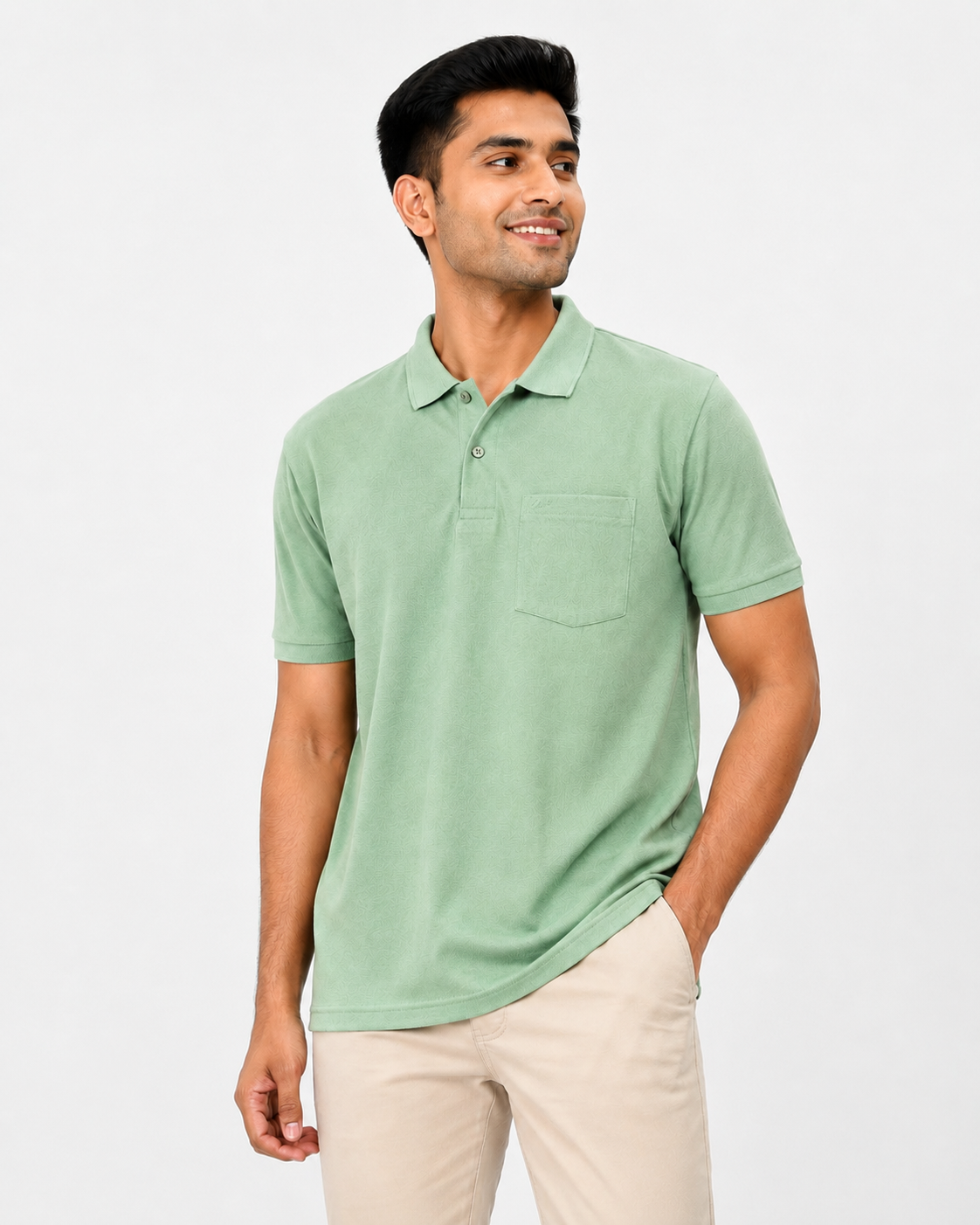 ChatGPT Image Jul 17, 2026, 05_17_07 PM Men's Mint Green Polo T-Shirt Front View with Chest Pocket
