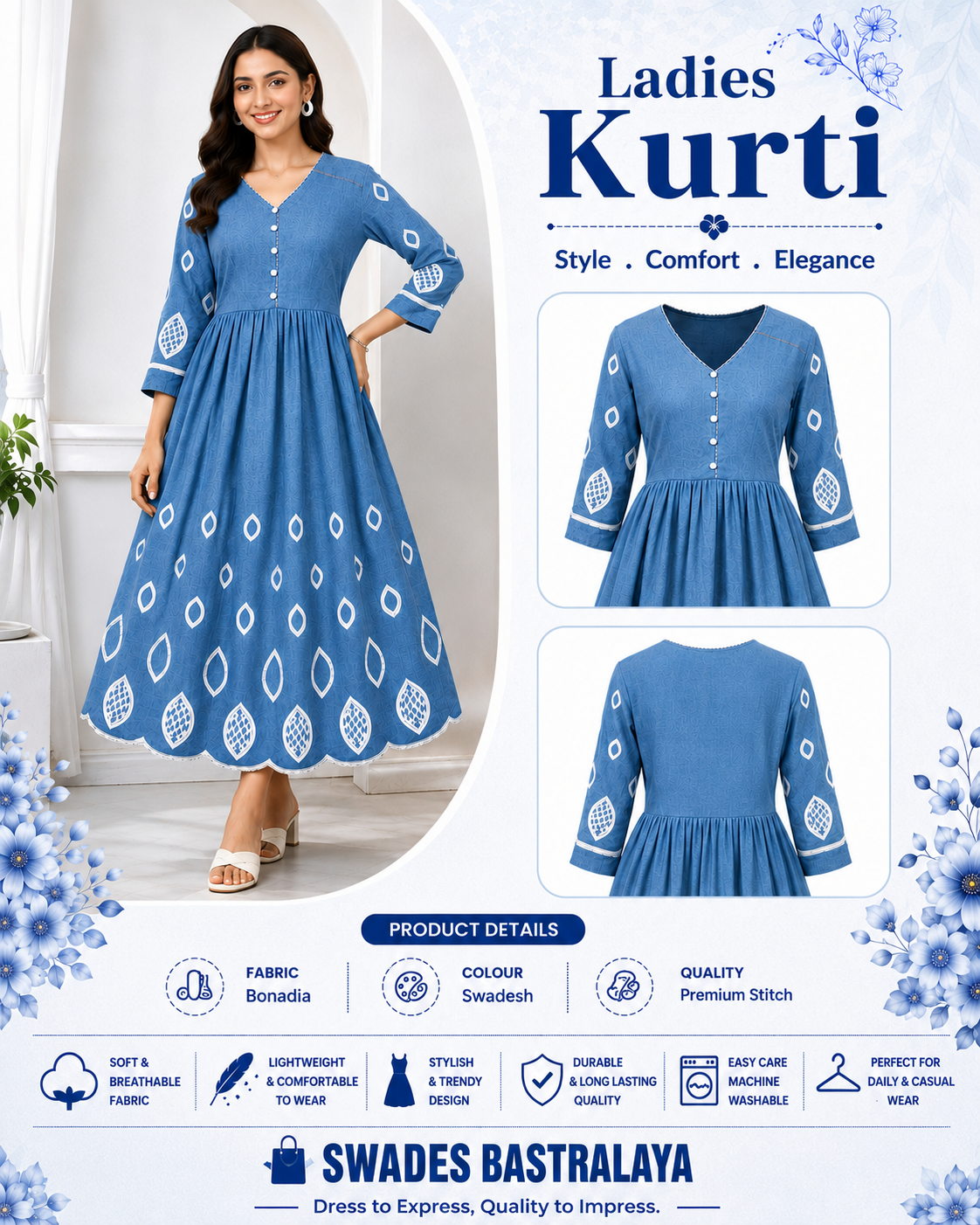 ChatGPT Image Jul 20, 2026, 04_32_39 PM Stylish Blue Cotton Kurti with White Print