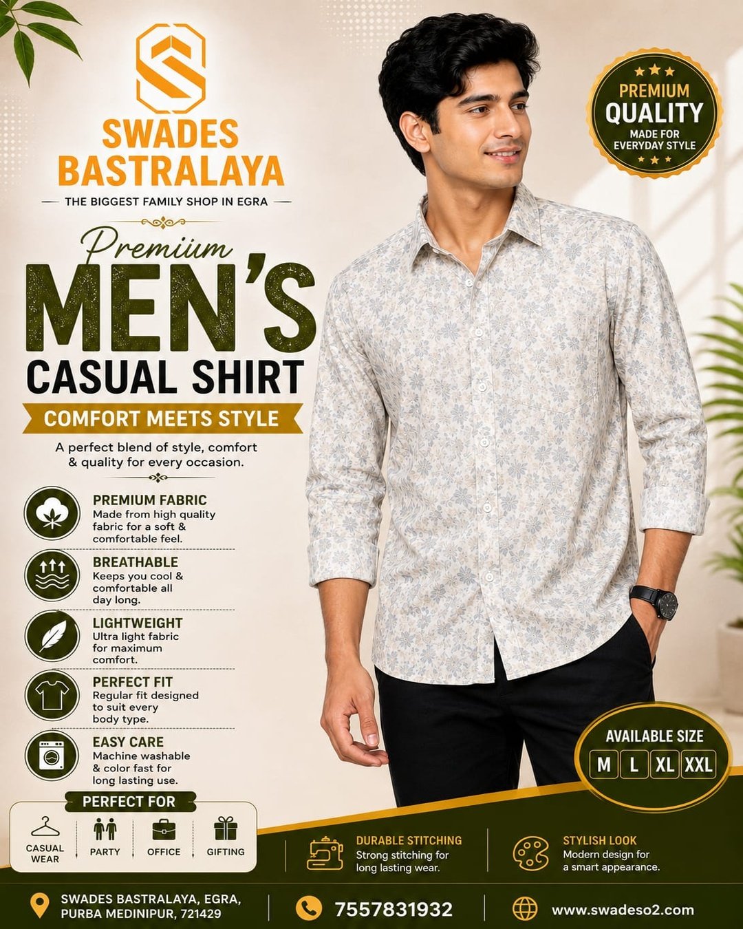 Men's Premium Floral Printed Regular Fit Casual Shirt