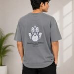 Premium Men's Grey Oversized Graphic T-Shirt Back View