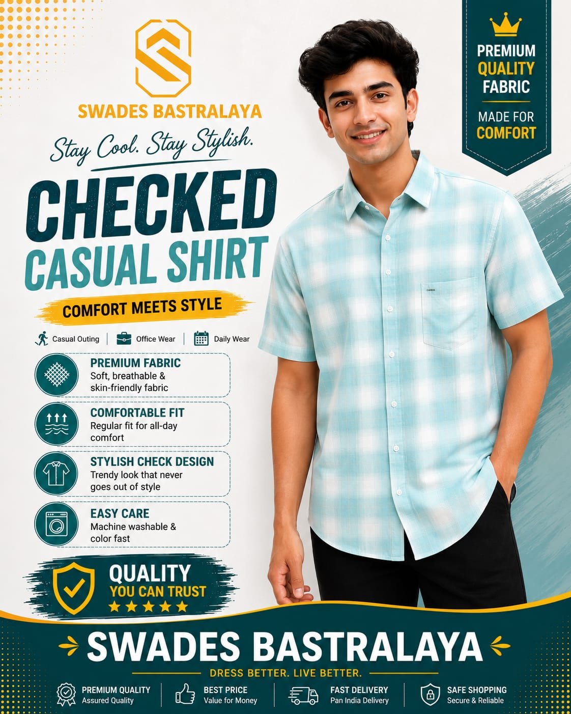 WhatsApp Image 2026-06-29 at 11.00.50 (1) Stylish Sky Blue Checked Shirt for Men Casual Office Daily Wear Premium Quality