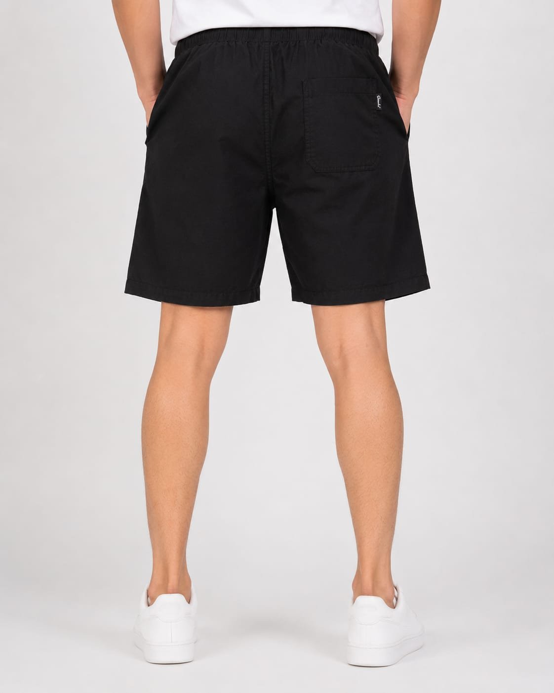 Premium men’s casual black shorts back view for travel and workout