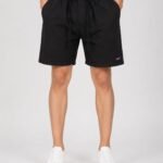 Premium Men’s Black Shorts front view with elastic waistband and drawstring