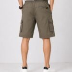 Premium cargo shorts for men back view with button closure and pocket detail