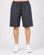 Premium Men’s Check Shorts front view with elastic waistband and drawstring
