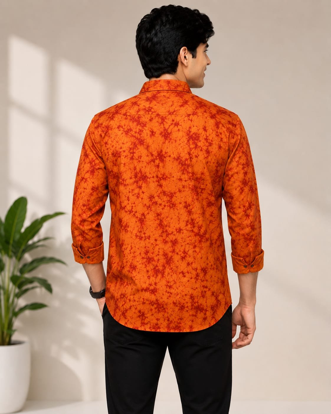 WhatsApp Image 2026-06-30 at 11.22.49 Stylish Men's Orange Casual Batik Shirt Regular Fit