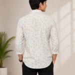Stylish Men's Light Grey Floral Full Sleeve Shirt